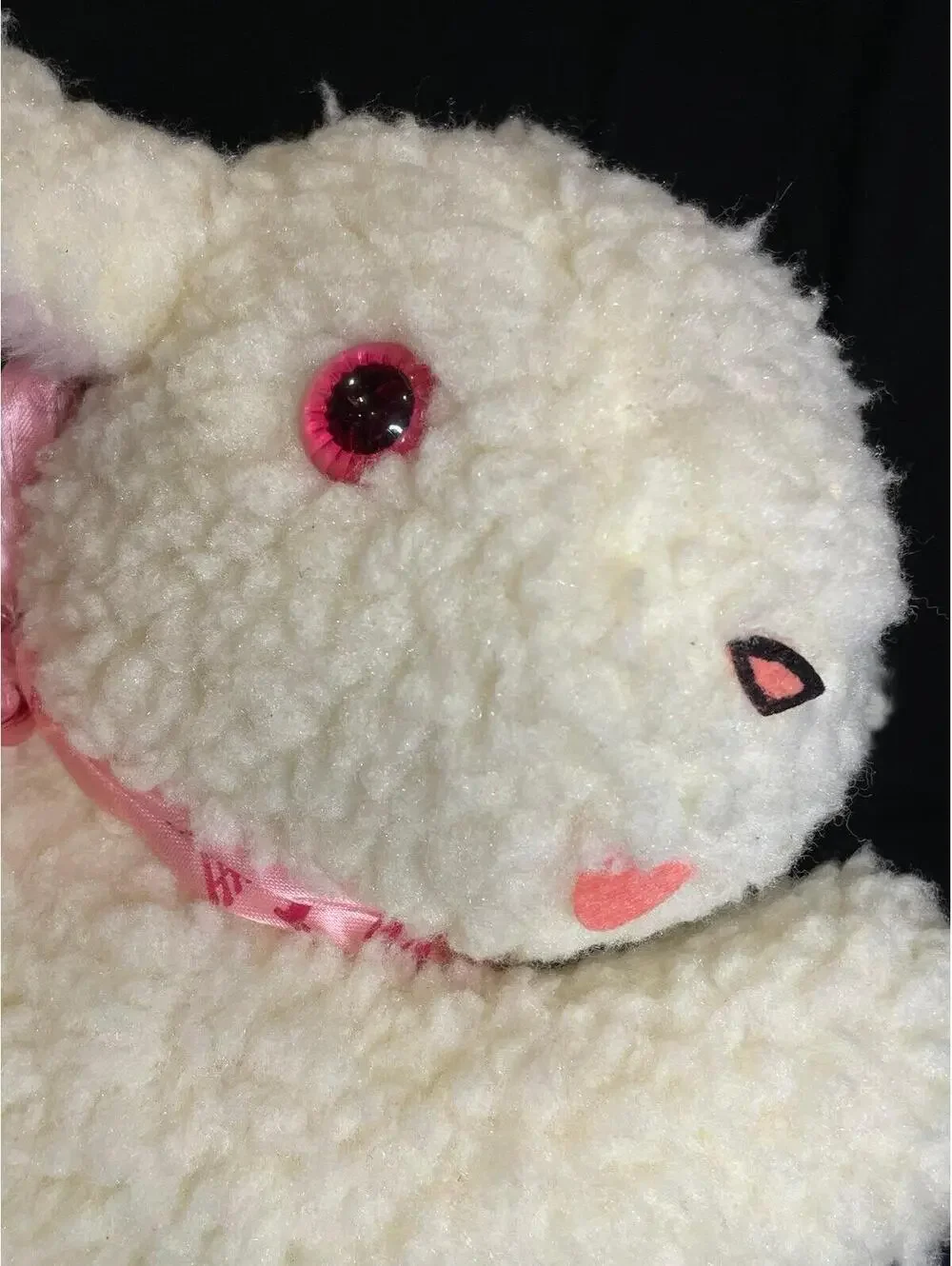 Vintage 1970s Doll Craft Musical Lamb Plush – Pink Jewel Eyes –Working Music Box